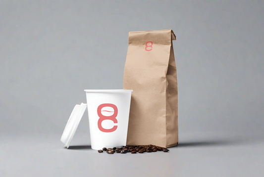 big brown craft coffee bag, with coffee cup