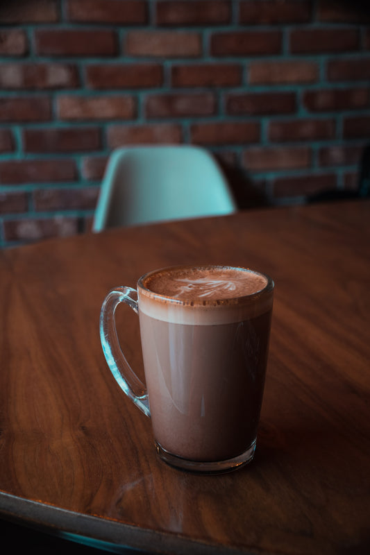 Mocha Drink in a Glass on a table