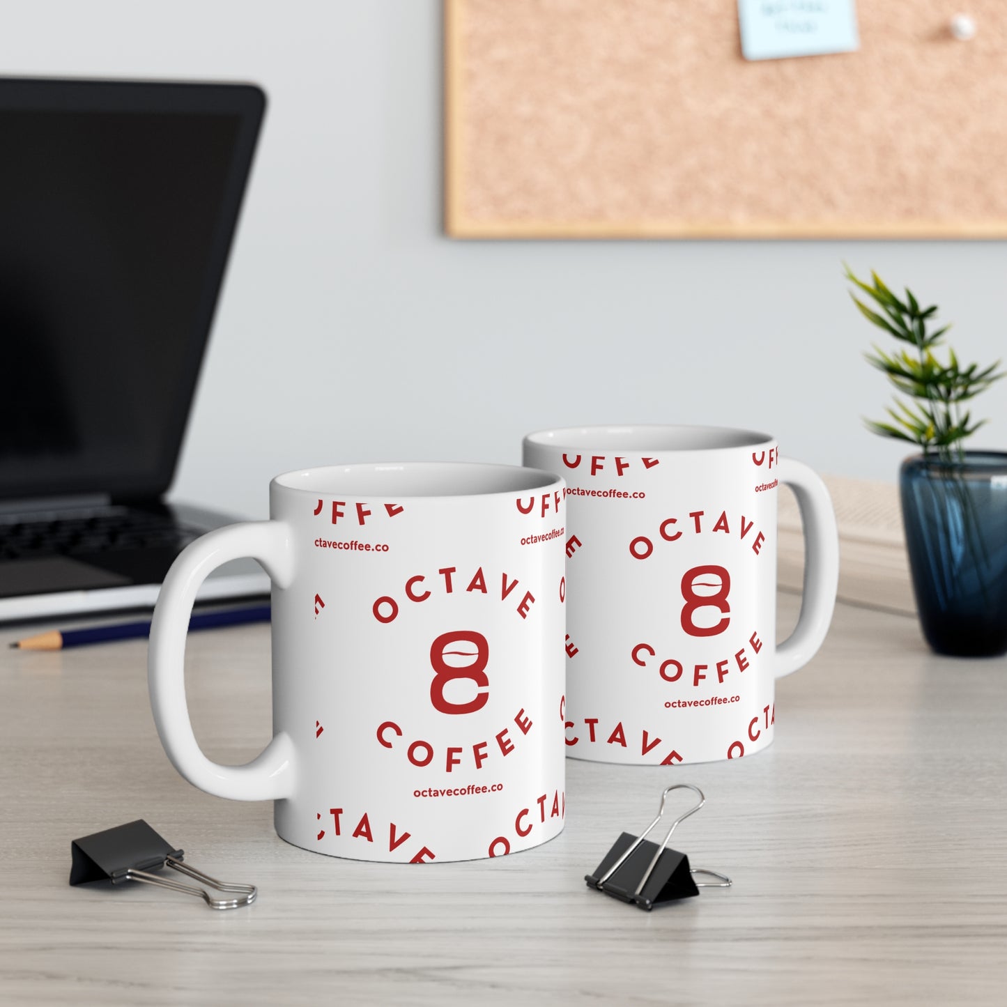 "Gift Wrap Pattern" Octave Mug, White - 11oz - Octave Coffee Co.