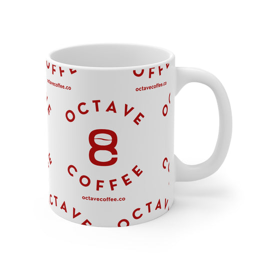 "Gift Wrap Pattern" Octave Mug, White - 11oz - Octave Coffee Co.